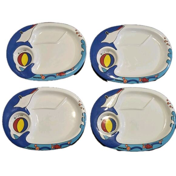 Nagao Children's Divided Sturdy Dinner Plate Dolphin Fish Melamine Korea HTF - Picture 9 of 10